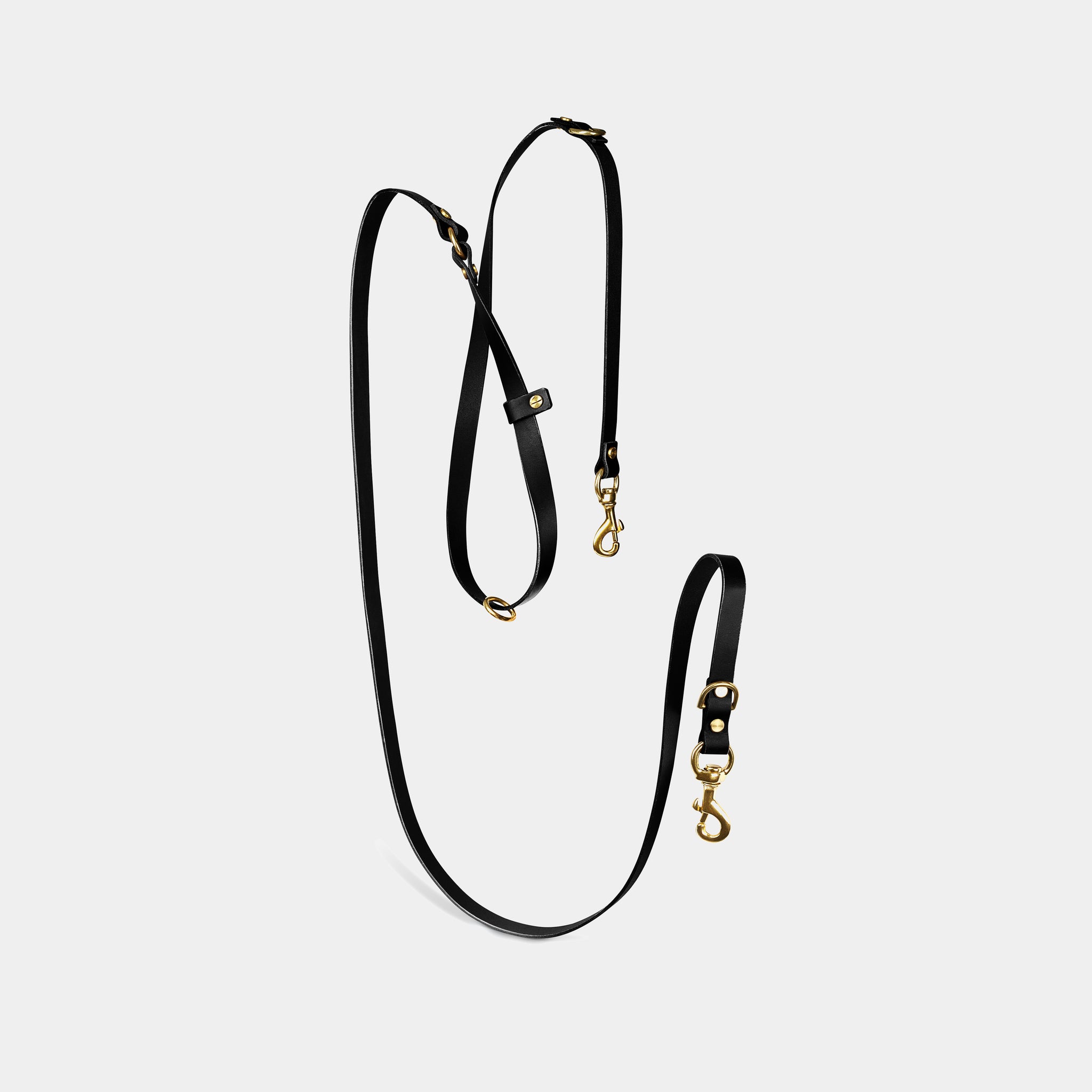 Grace Leather Collar & Aura Handsfree Leash in Noir