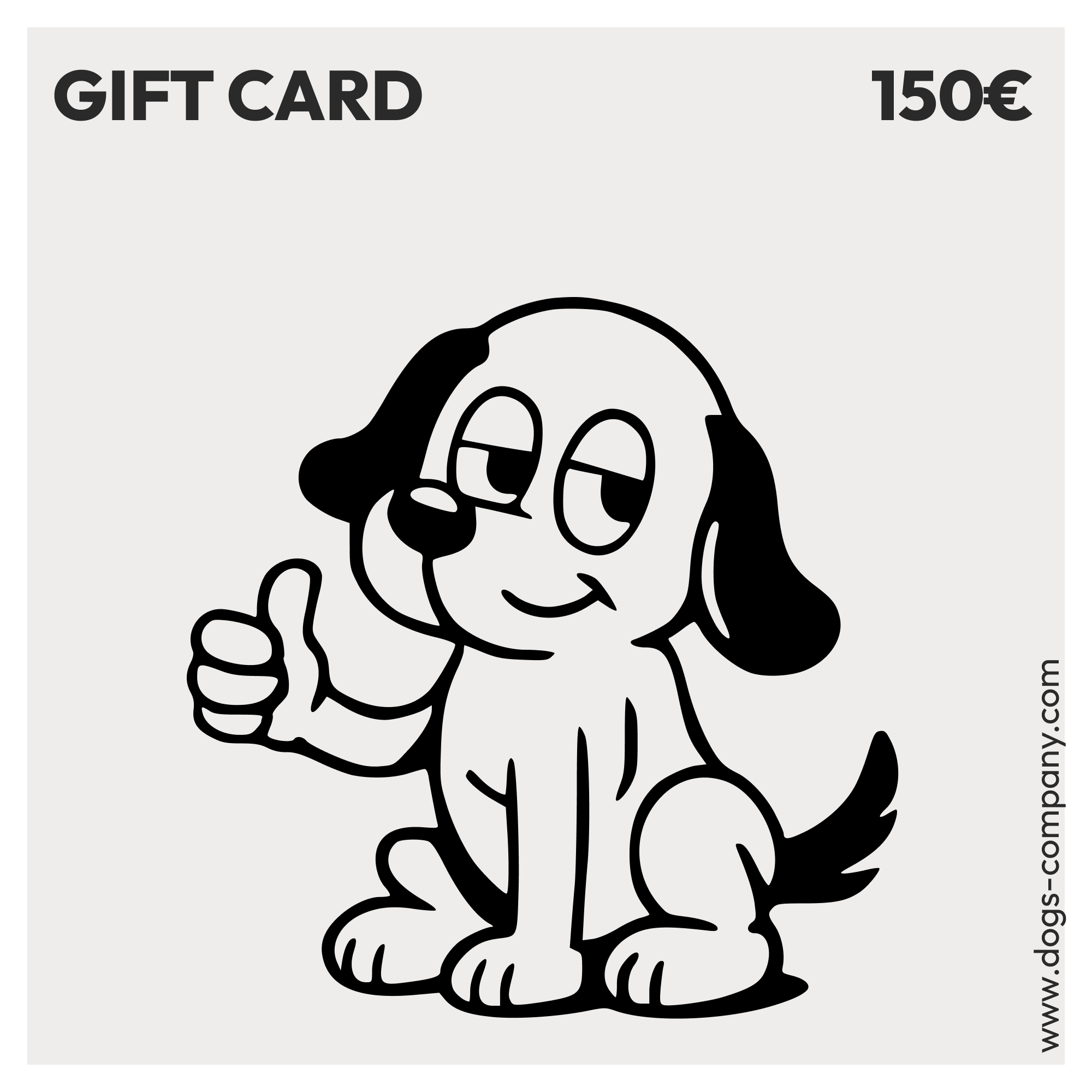Gift card from The Dogs Company featuring a stylish design, perfect for dog lovers to gift for special occasions.