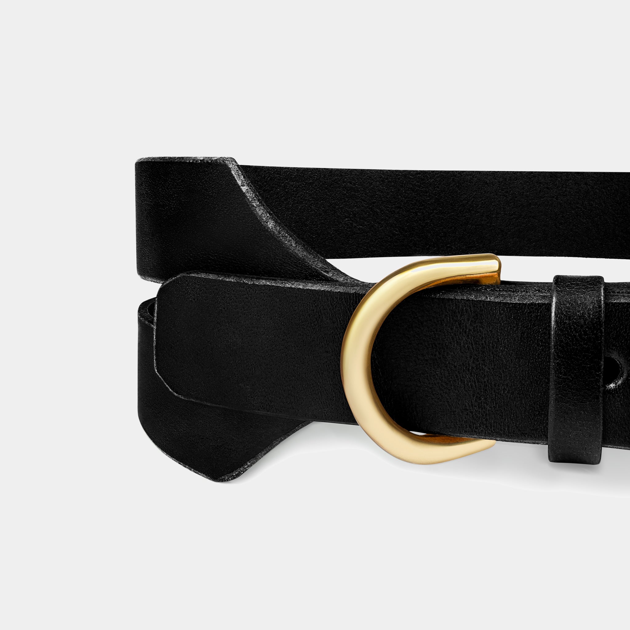 Halo Leather Collar & Aura Handsfree Leash in Noir