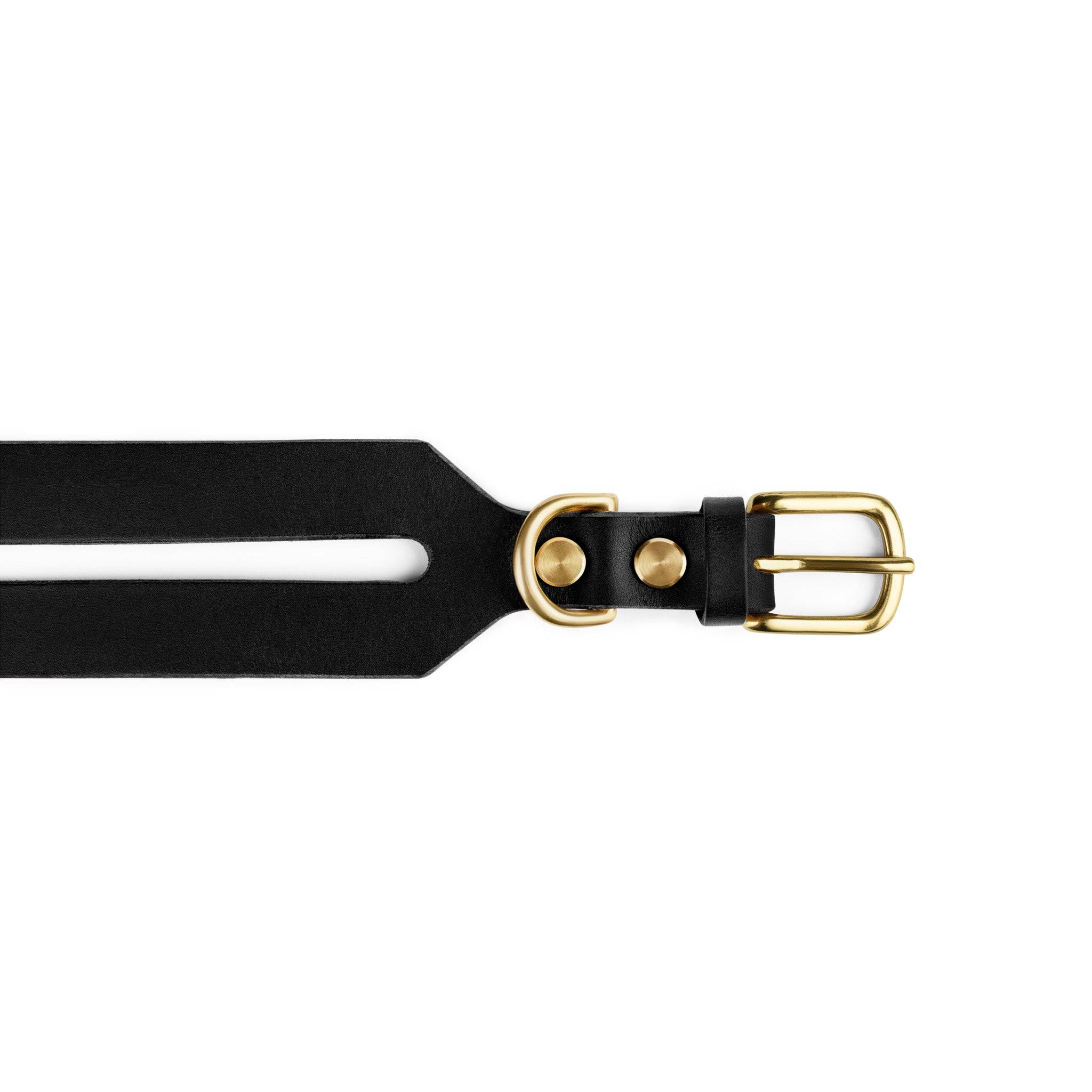 Halo Wide Leather Dog Collar in Noir by The Dogs Company, featuring a sleek black design and sturdy collar construction.
