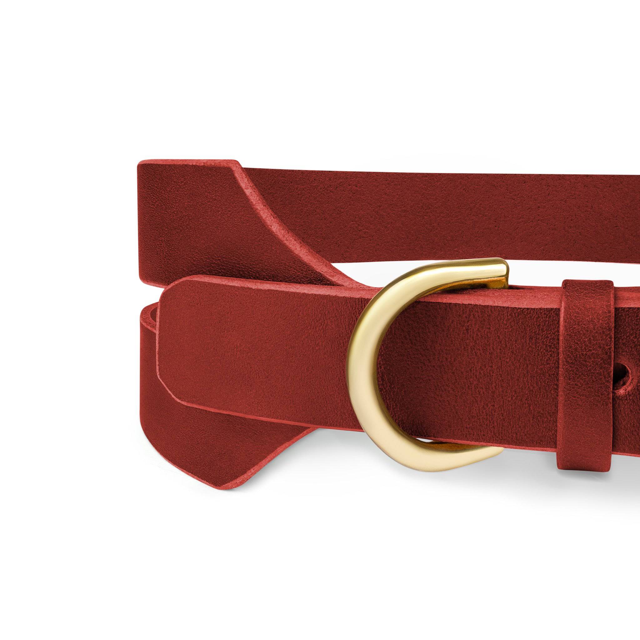 Halo Wide dog collar in burgundy red by The Dogs Company, featuring sturdy leather construction and a comfortable fit.