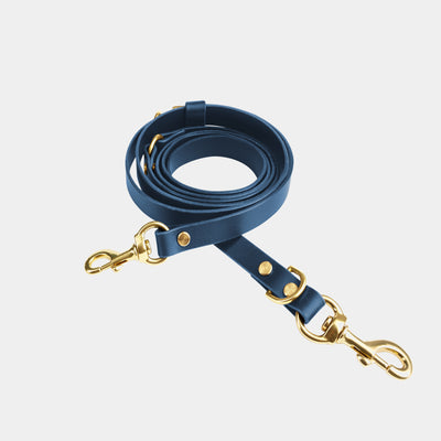 Atlas Leather Collar & Aura Handsfree Leash in Midnight Navy