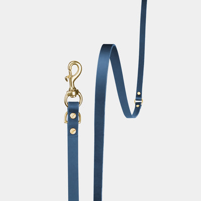Atlas Leather Collar & Aura Handsfree Leash in Midnight Navy