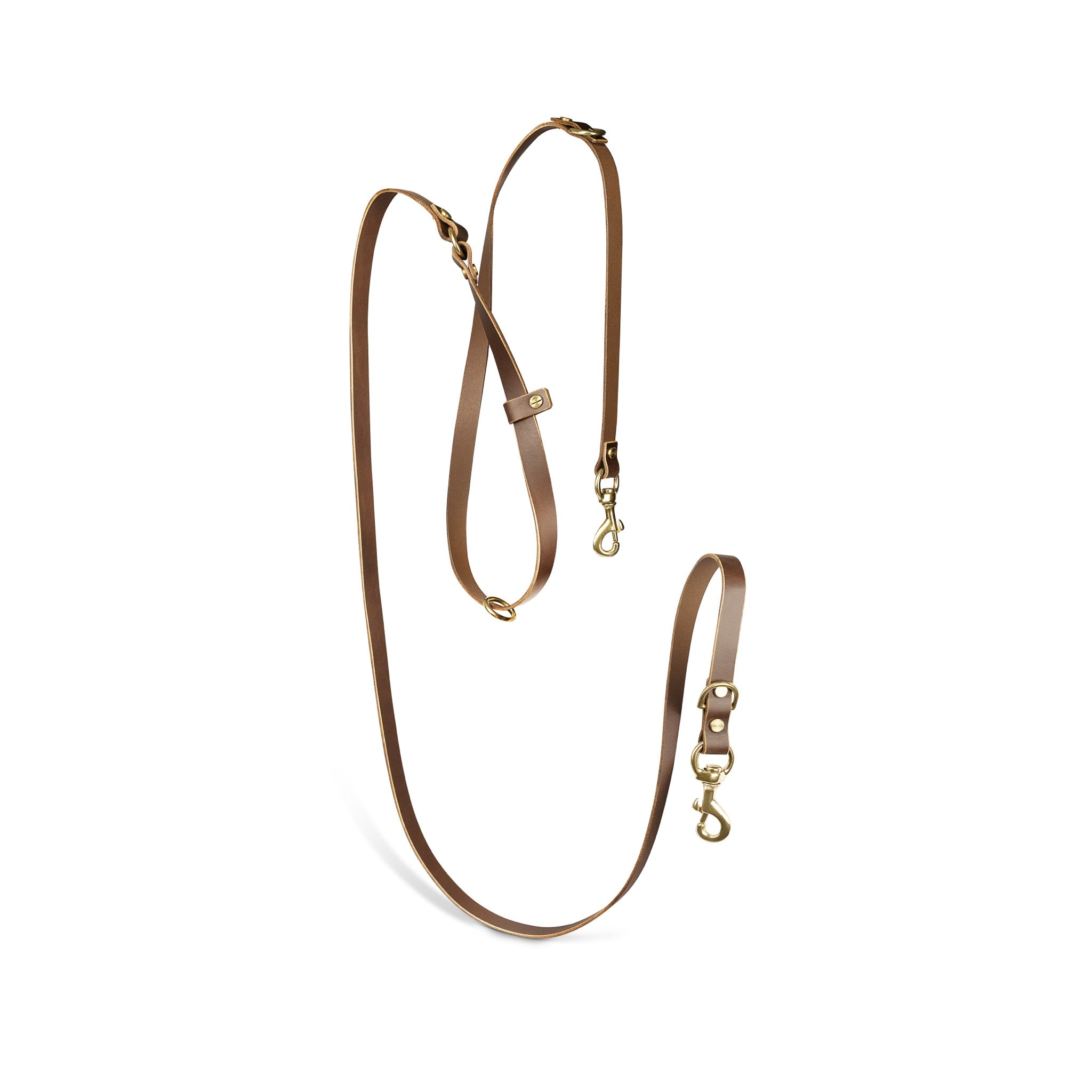 Grace leather collar and Aura handsfree leash bundle in coffee brown from The Dogs Company, shown with leather collar and leash.