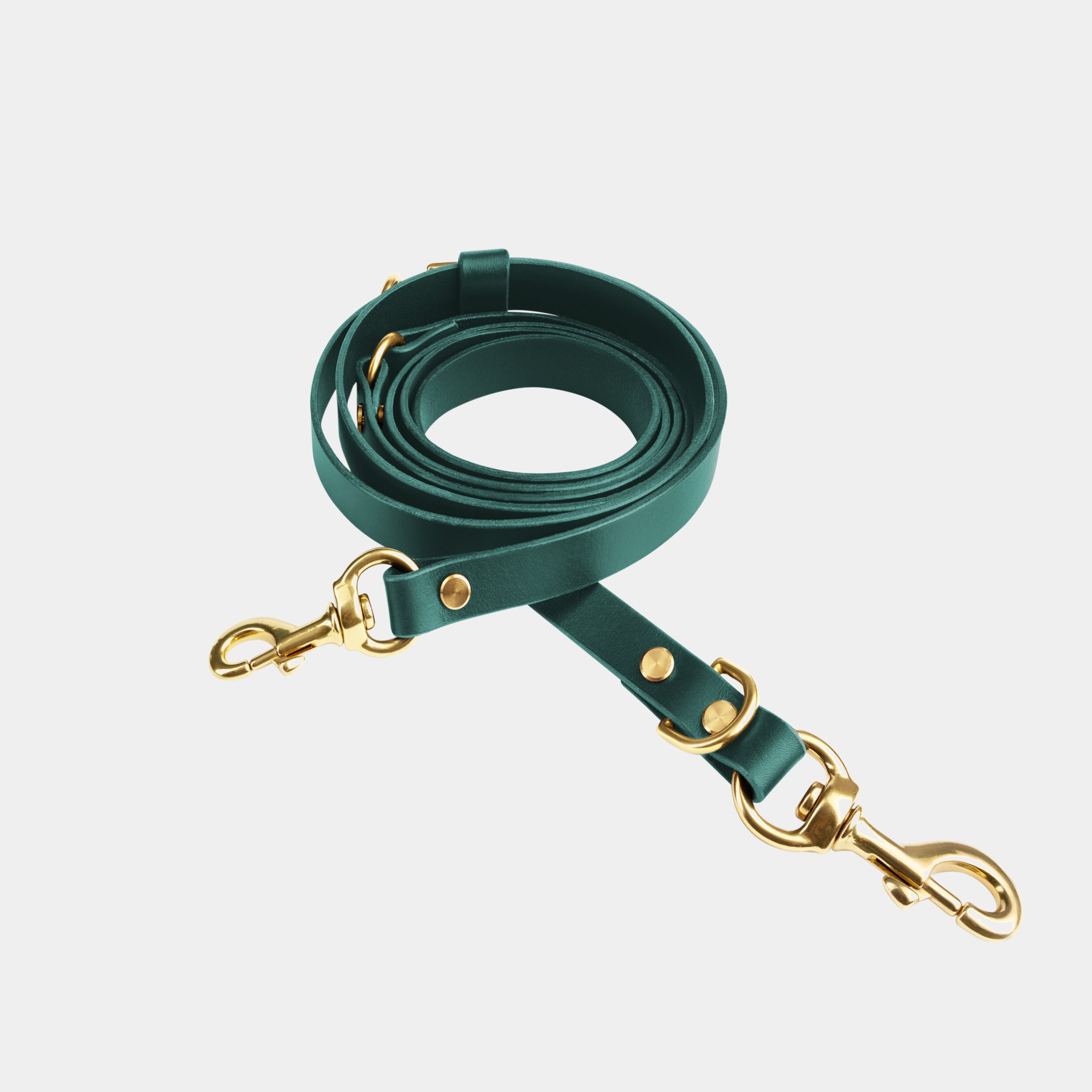 Aura Hands-Free Leather Leash in Forest Green