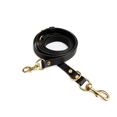 Grace leather collar and Aura handsfree leash bundle in black, stylish and durable dog accessories by The Dogs Company.