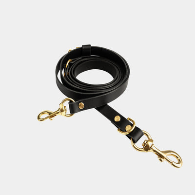 Grace Leather Collar & Aura Handsfree Leash in Noir