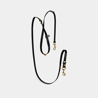 Grace Leather Collar & Aura Handsfree Leash in Noir