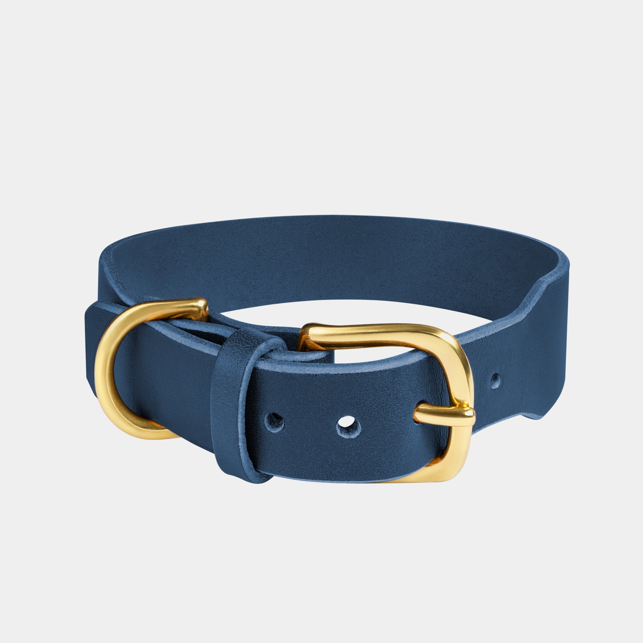 Grace Leather Collar & Aura Handsfree Leash in Midnight Navy