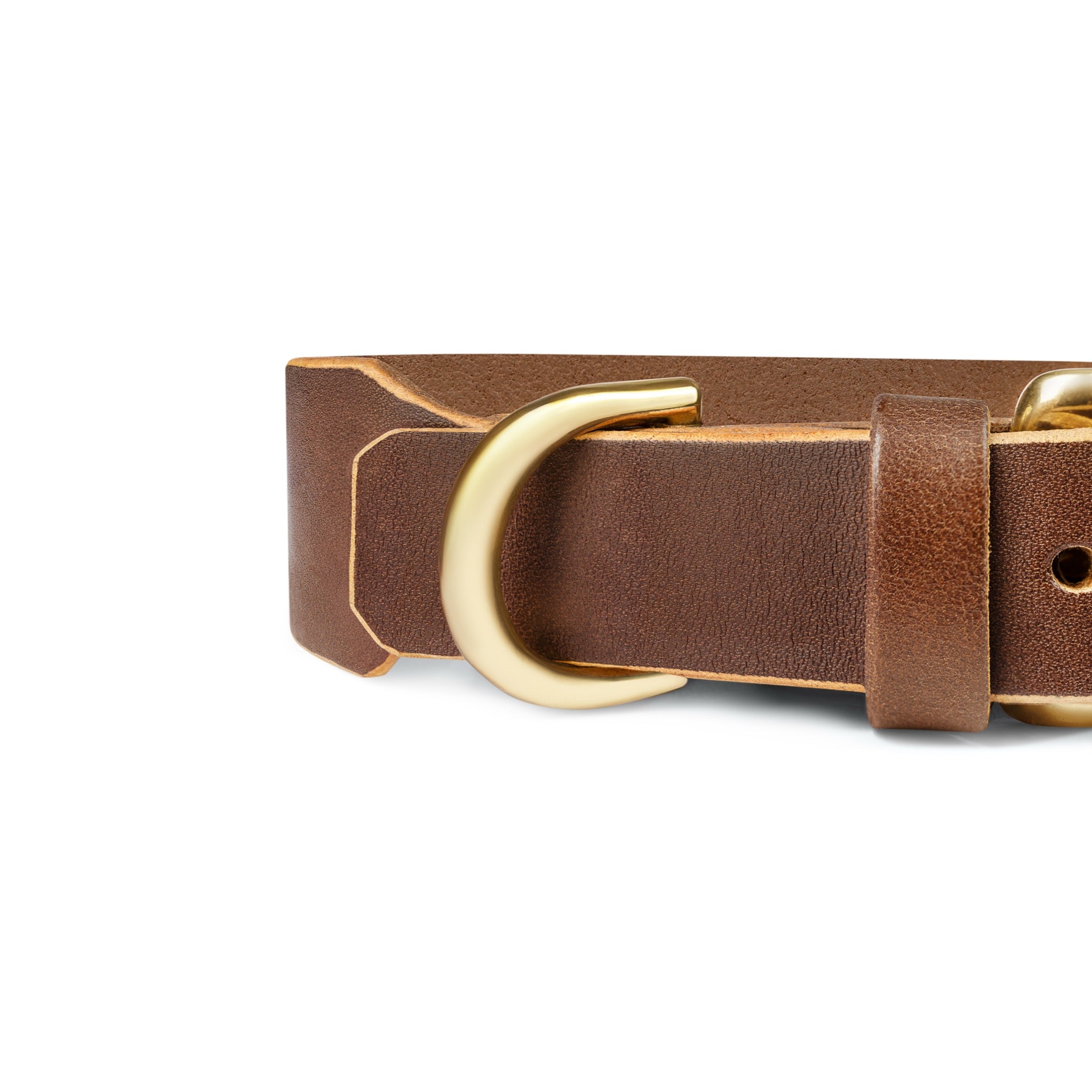 Grace Classic Leather Collar by The Dogs Company in coffee brown, showing a sturdy leather collar with metal buckle and stitching.