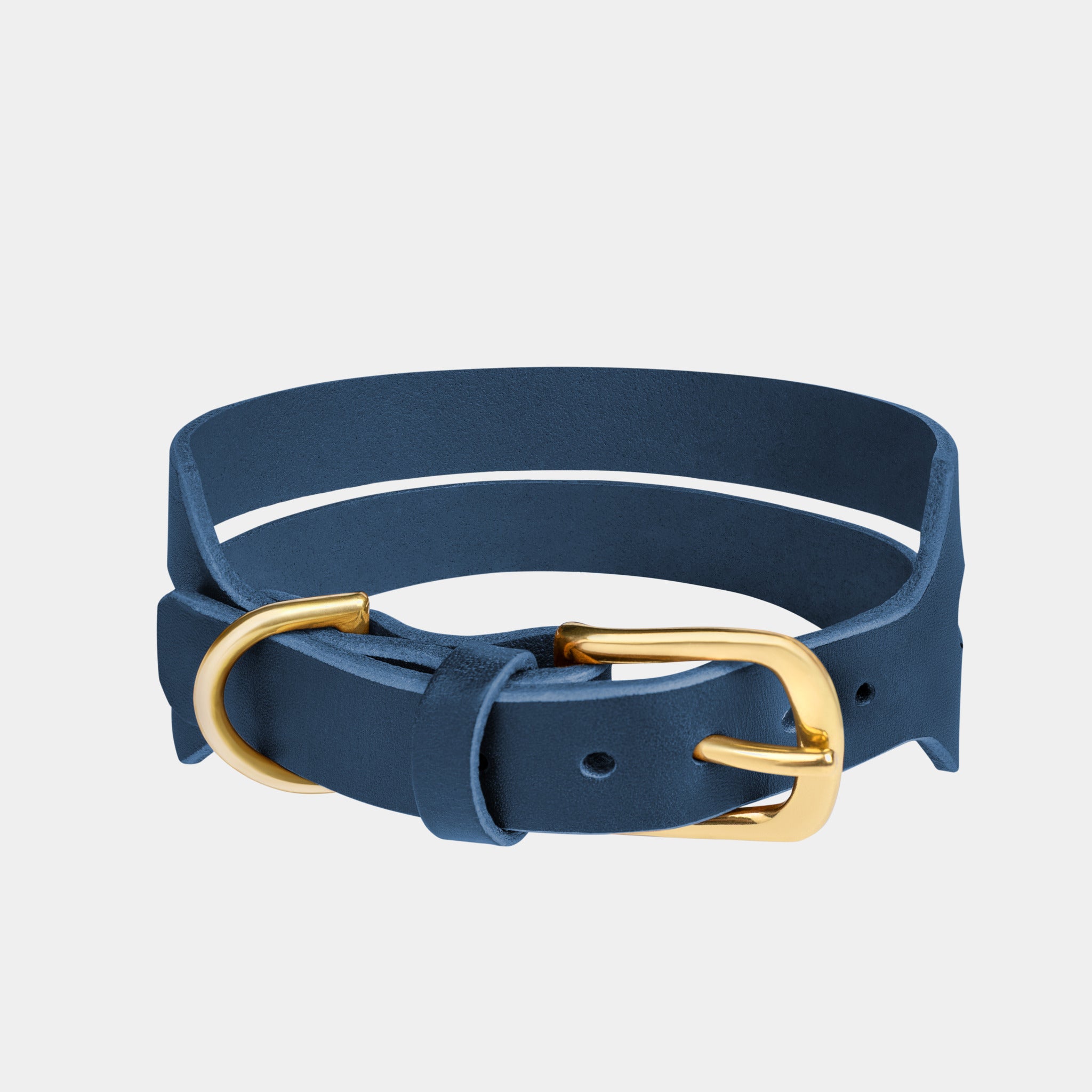 Halo Leather Collar & Aura Handsfree Leash in Midnight Navy