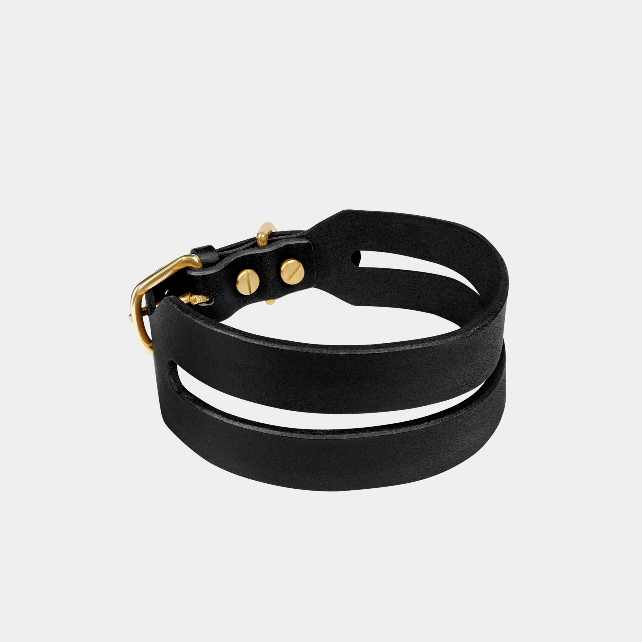 Halo Wide Dog Collar in Noir