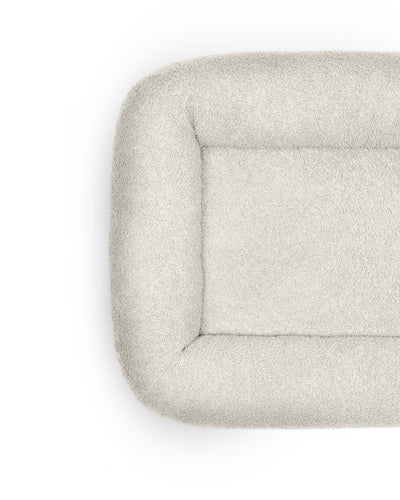 Cream Bouclé Infinity Pet Bed by The Dogs Company with plush, cozy fabric and circular design for ultimate comfort.