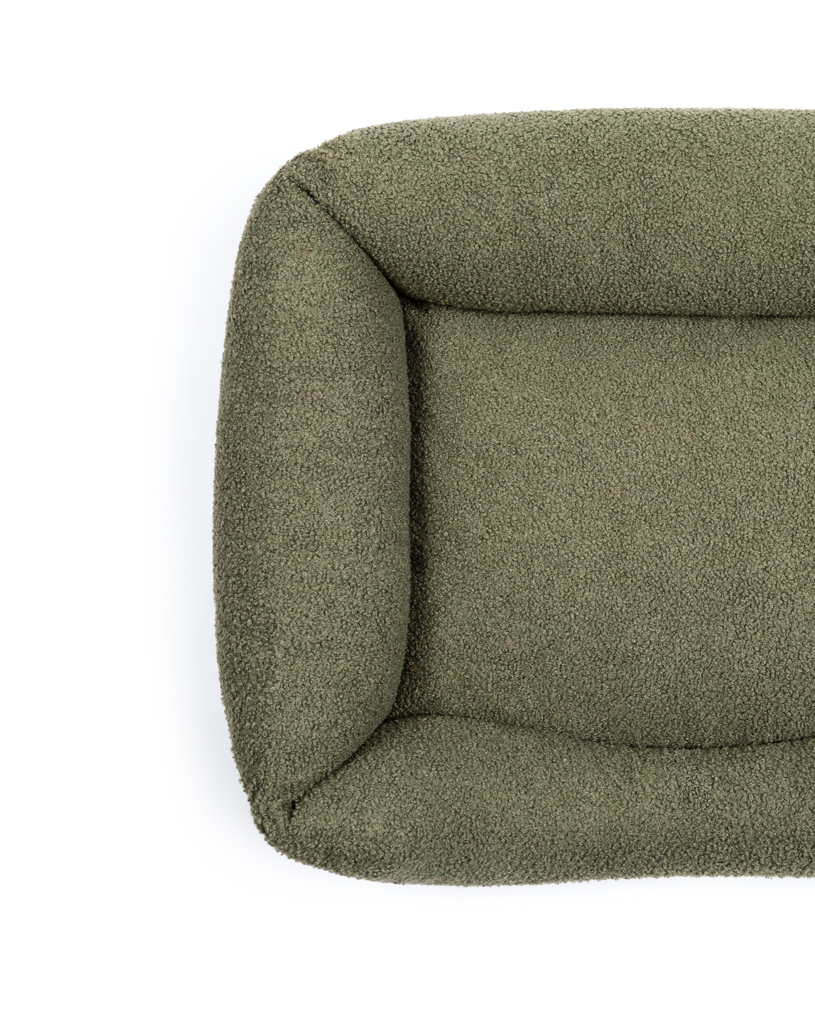 Soft Cloud Bouclé Lounge Bed by The Dogs Company, cozy pet bed with plush boucle fabric and cushioned design.